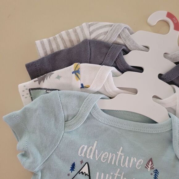Cloud Island™ Blue Adventure Short Sleeve Bodysuit 4pk Newborn - Picture 7 of 12